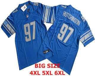 Mens Detroit Lions #97 Aidan Hutchinson Blue Red FUSE Limited Vapor Stitched Jersey->->NFL Jersey